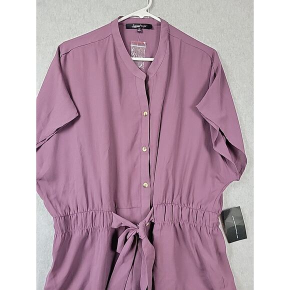 Sweet Rain Purple SS Button Up Tie Front Shirt Women's Plus 1X - Picture 2 of 14
